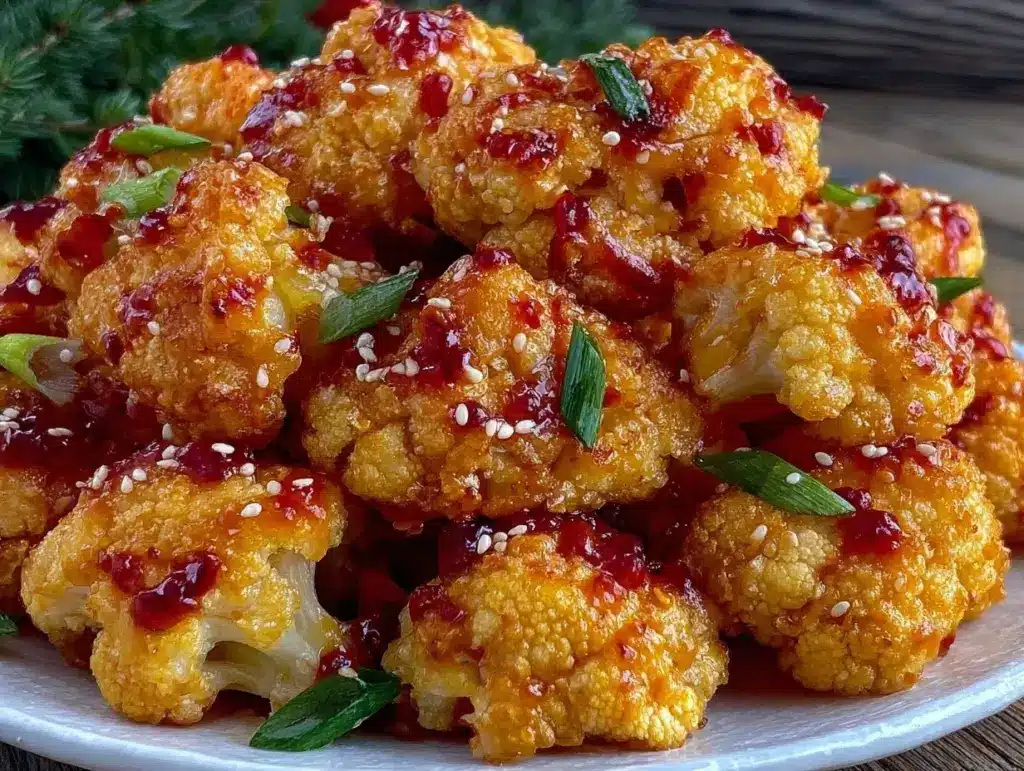 crispy air fryer bang bang cauliflower bites - featured image