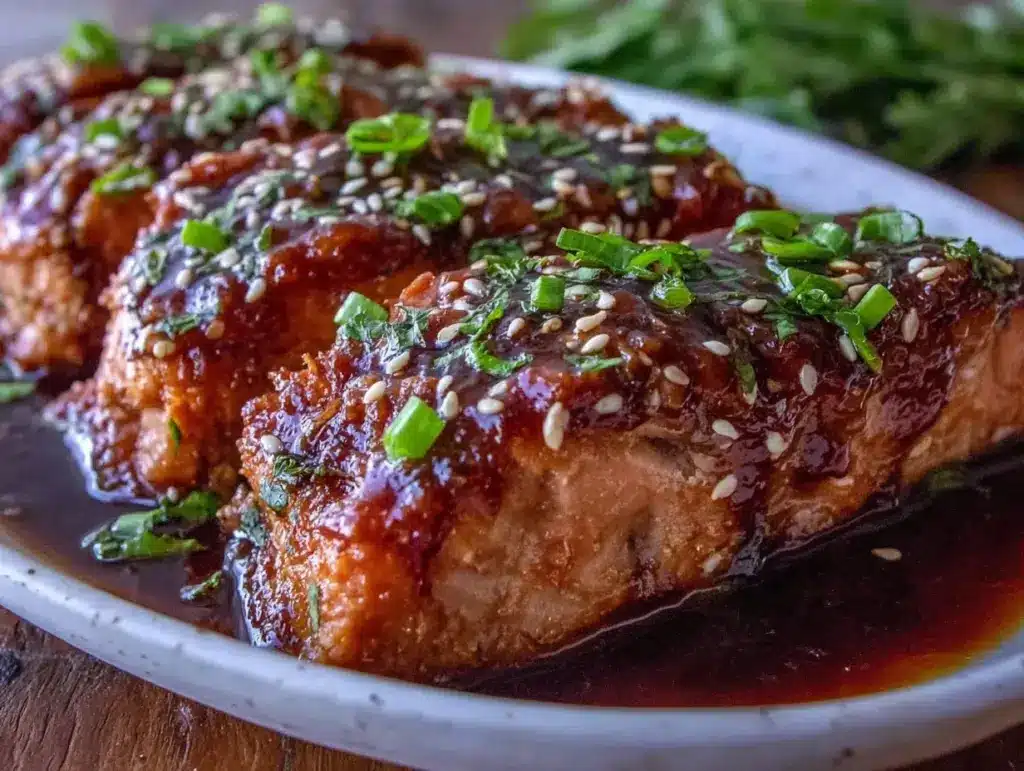 crispy air fryer honey garlic salmon fillets - featured image