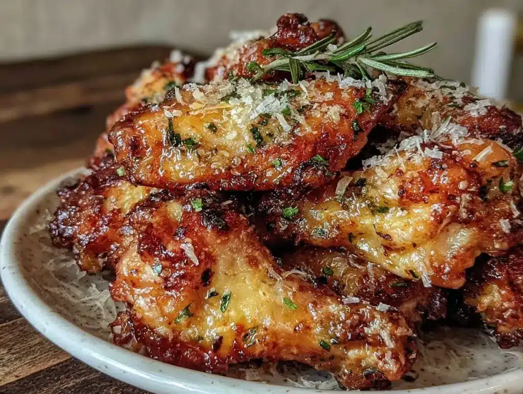 crispy air fryer parmesan garlic chicken wings - featured image