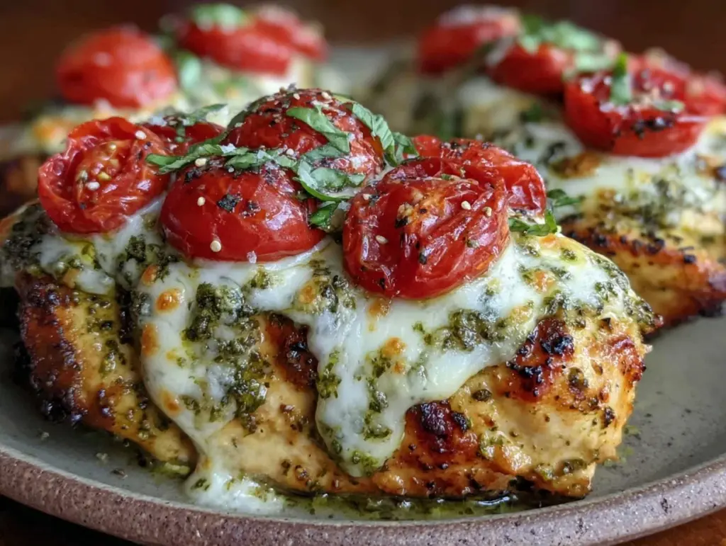crispy baked pesto chicken - featured image