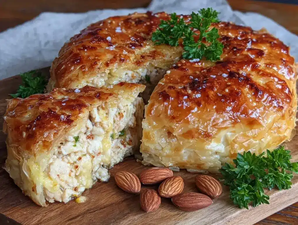 crispy bastilla chicken pie - featured image