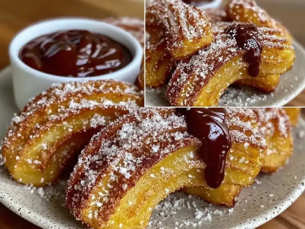 crispy churros with chocolate - featured image