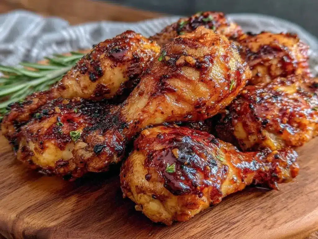 crispy oven-baked honey garlic chicken drumsticks - featured image