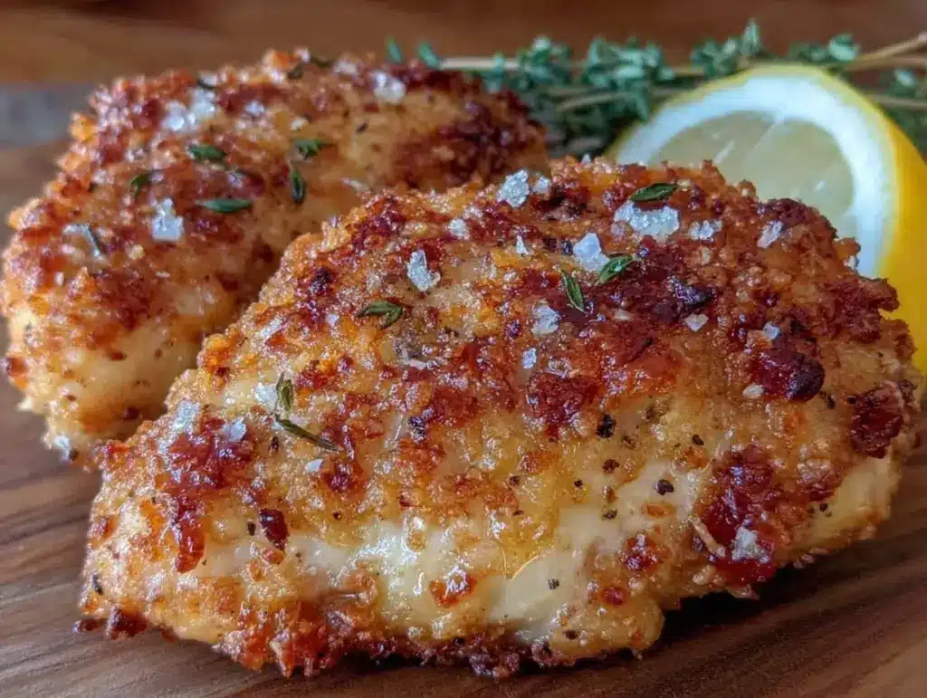 crispy parmesan crusted chicken breast - featured image