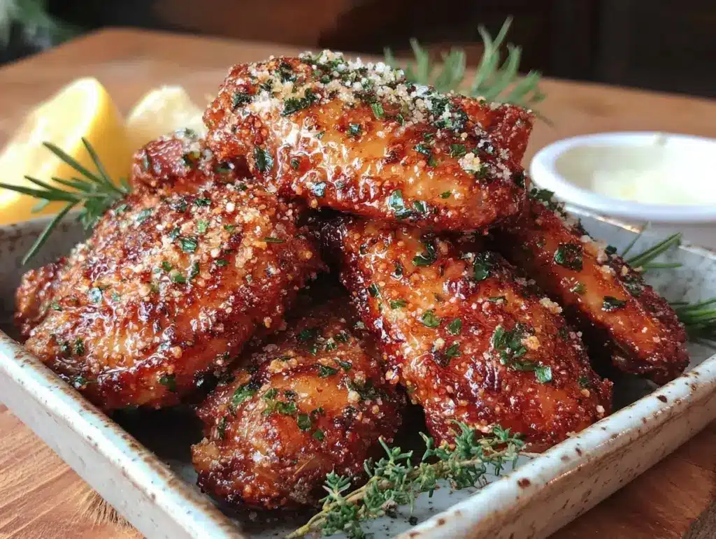 crispy savory baked parmesan chicken wings - featured image