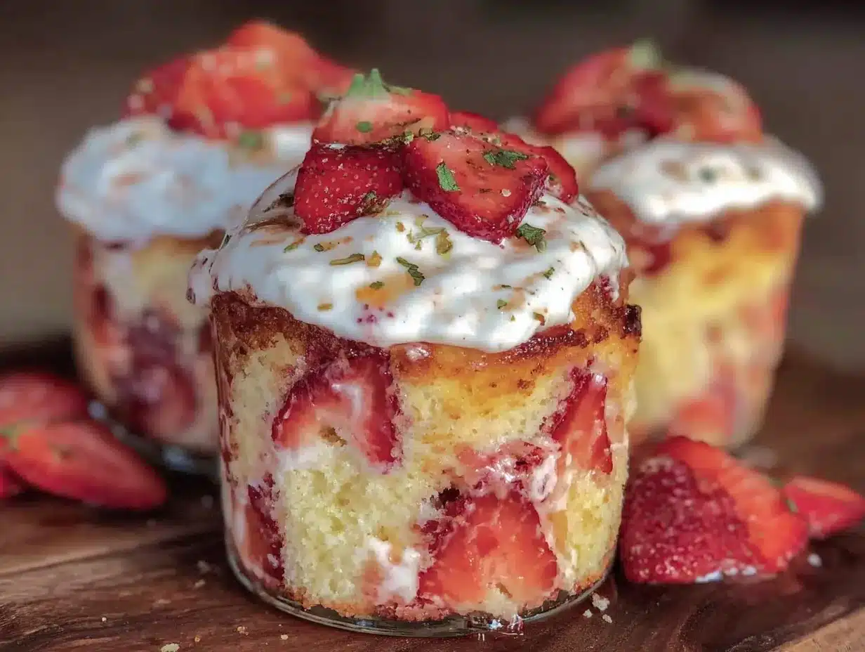 easy creamy strawberry shortcake trifle cups preparation steps