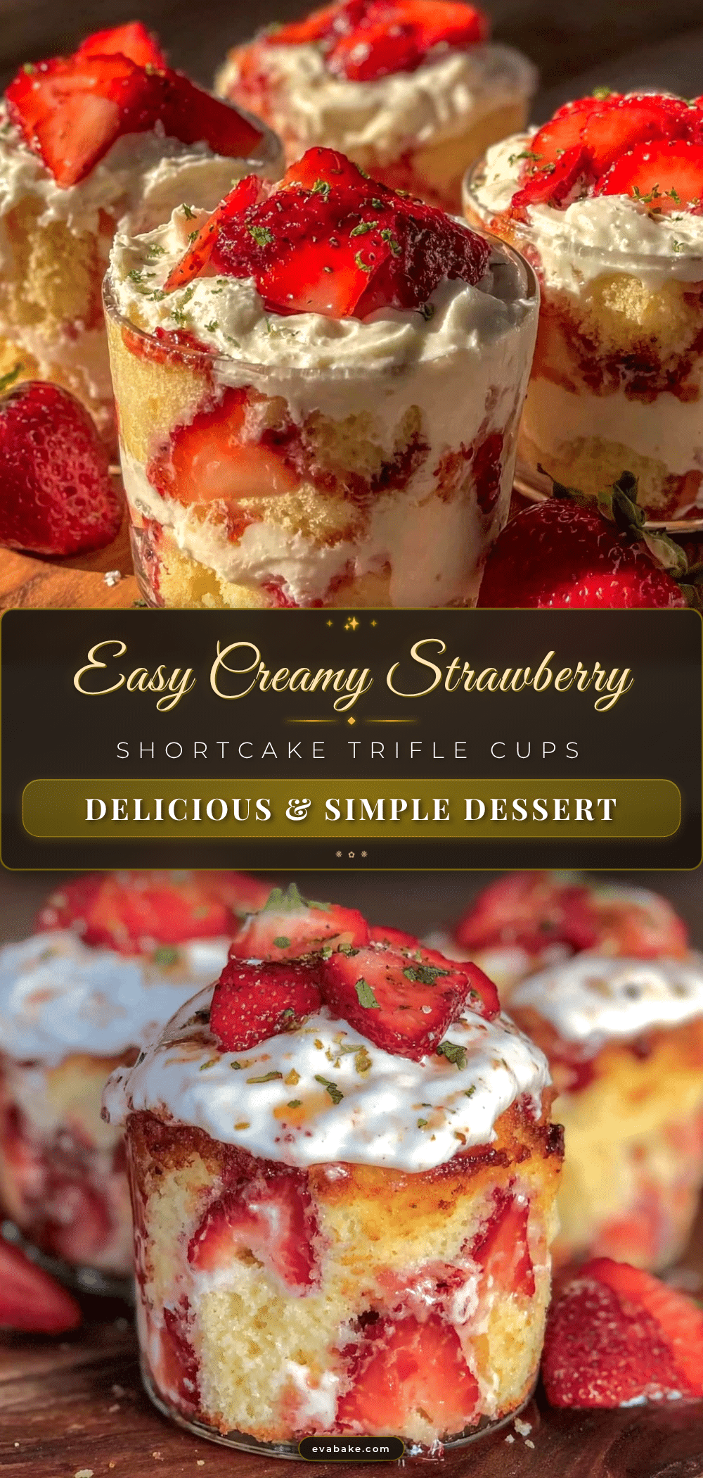easy creamy strawberry shortcake trifle cups recipe