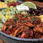 easy crockpot chicken burrito bowls - featured image