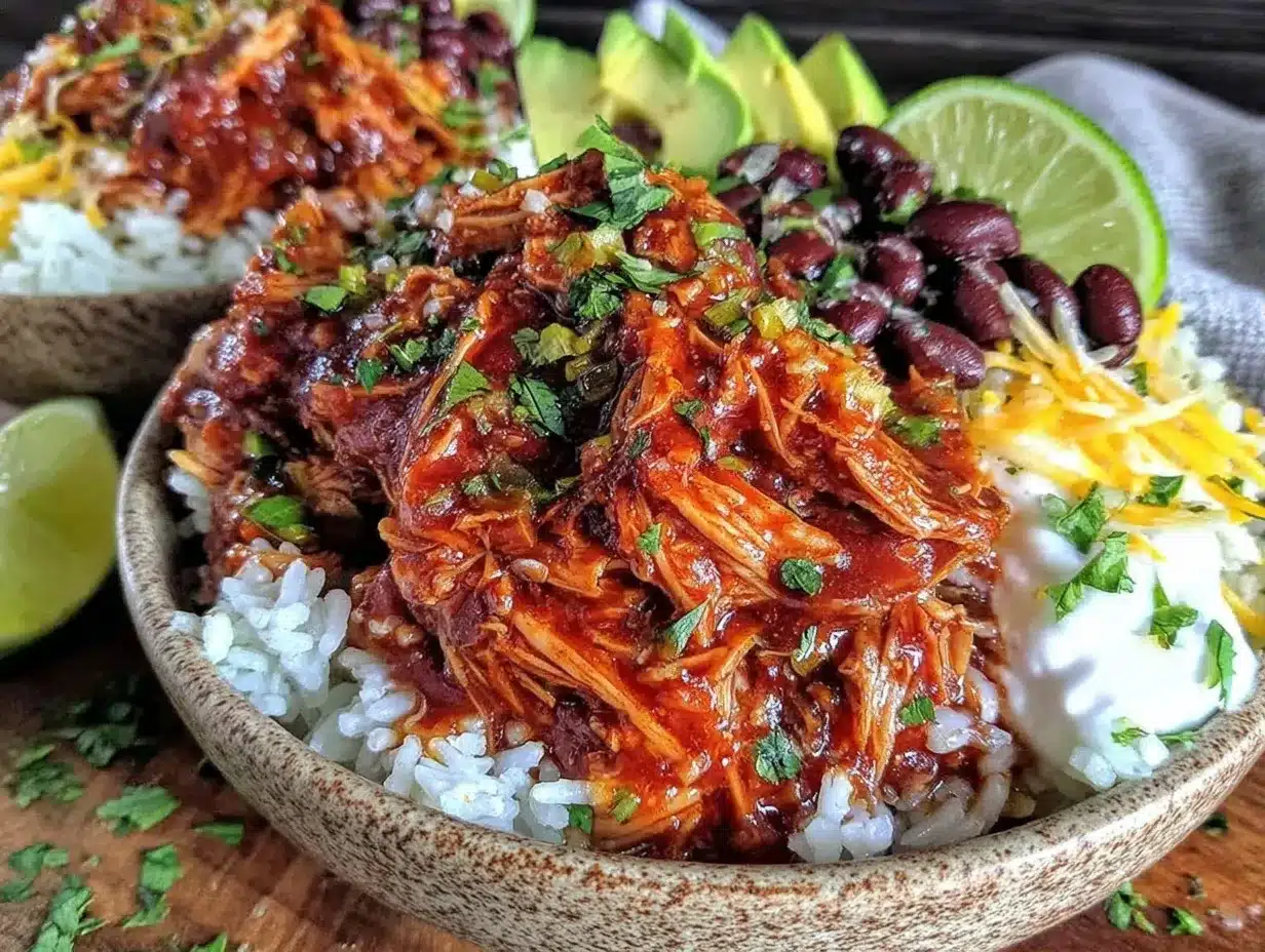 easy crockpot chicken burrito bowls preparation steps