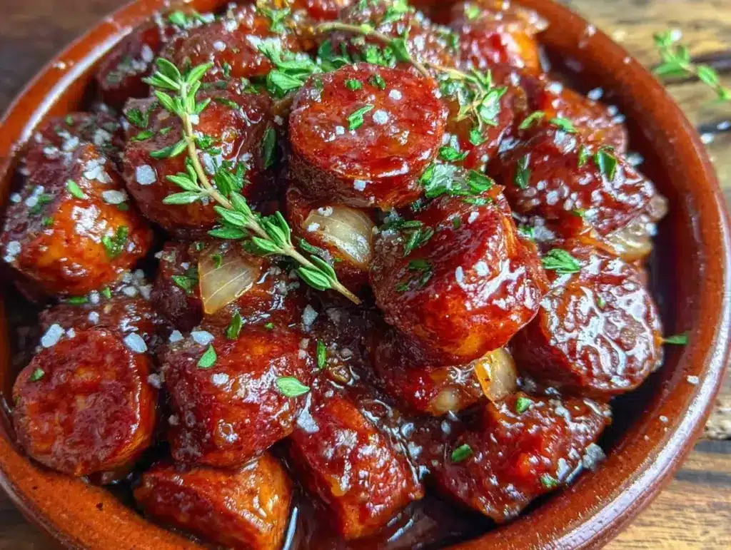 flavorful chorizo in red wine recipe - featured image