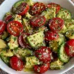 fresh avocado cucumber tomato salad - featured image
