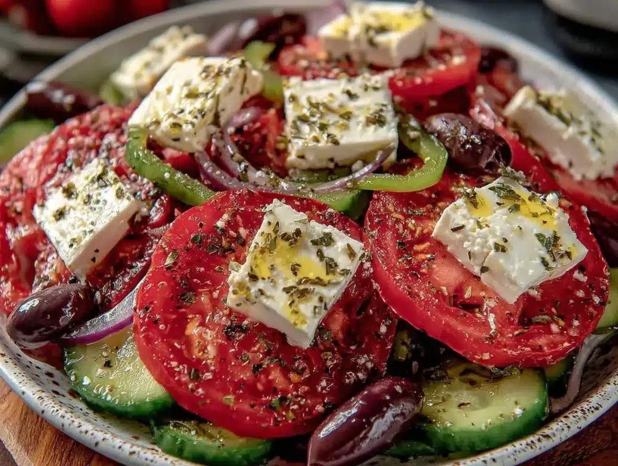 fresh greek salad preparation steps