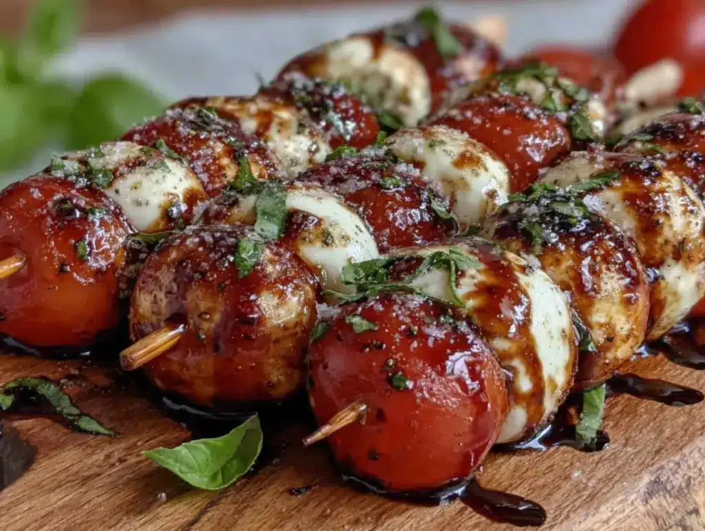 fresh healthy caprese skewers - featured image