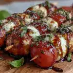 fresh healthy caprese skewers - featured image
