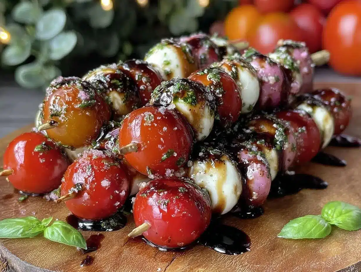 fresh healthy caprese skewers preparation steps