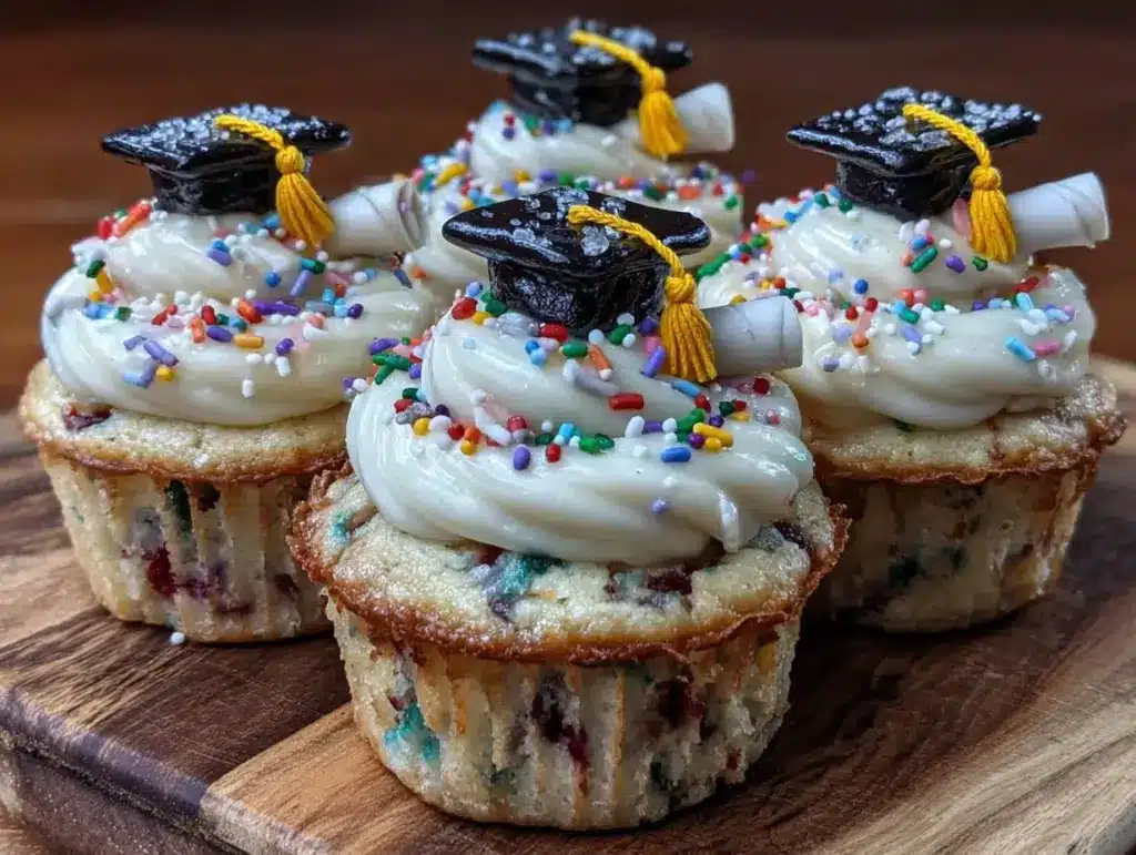 funfetti graduation cap cupcakes - featured image