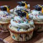 funfetti graduation cap cupcakes - featured image