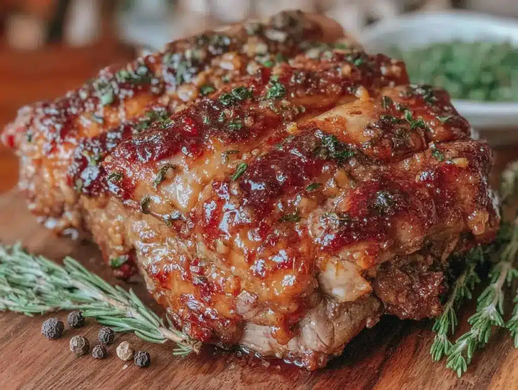 garlic herb roasted leg of lamb - featured image