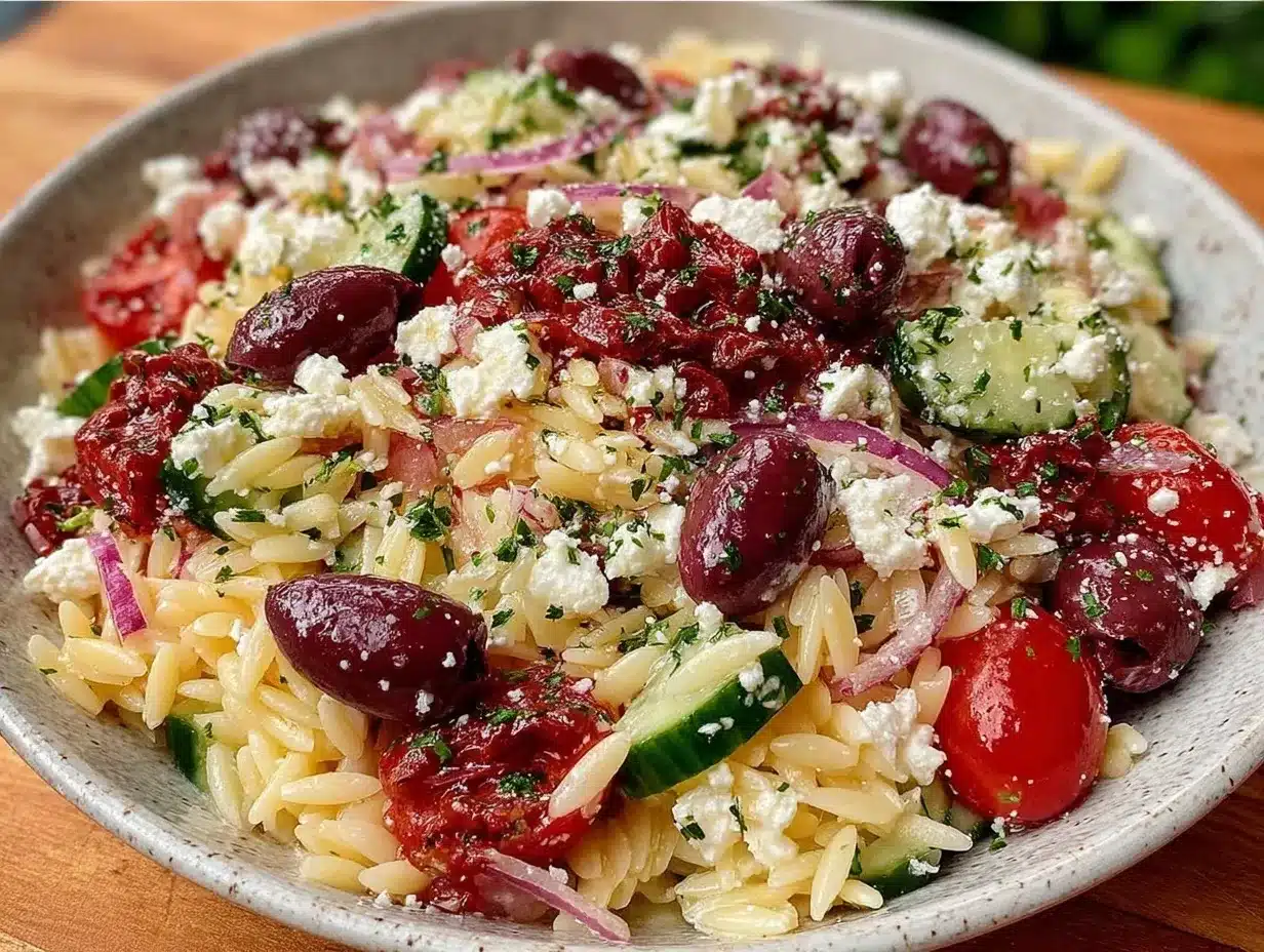 Greek Orzo Pasta Salad preparation steps