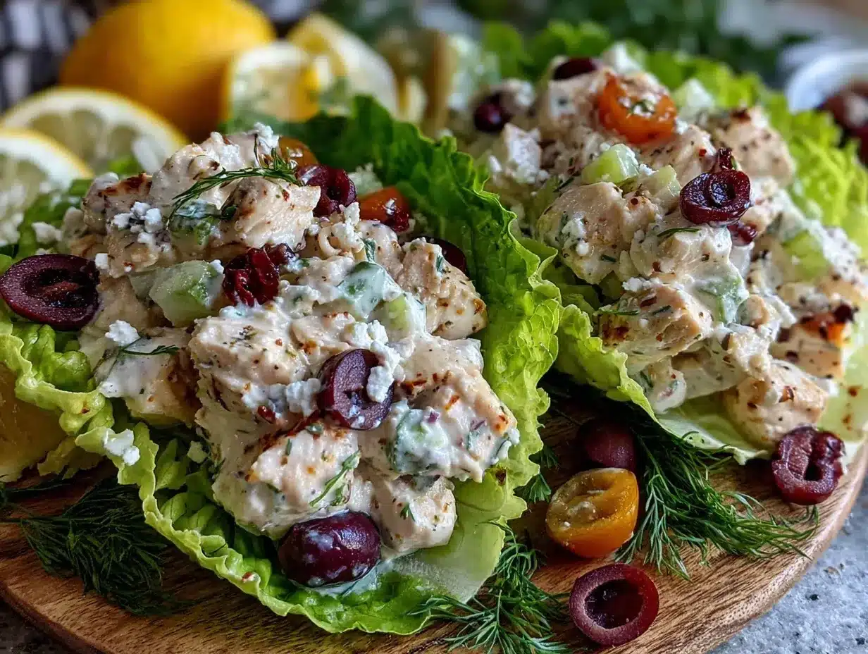 Greek yogurt chicken salad lettuce wraps preparation steps