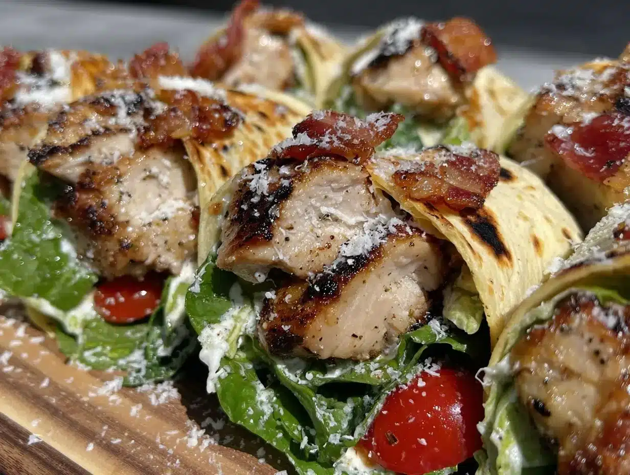 Grilled Chicken Caesar Salad Wraps preparation steps
