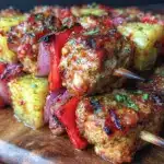 grilled pineapple chicken kabobs - featured image