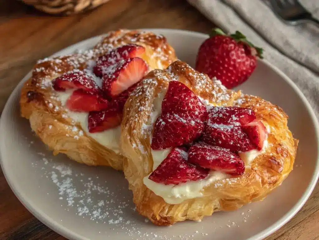 heart-shaped strawberry cream cheese danish pastries - featured image