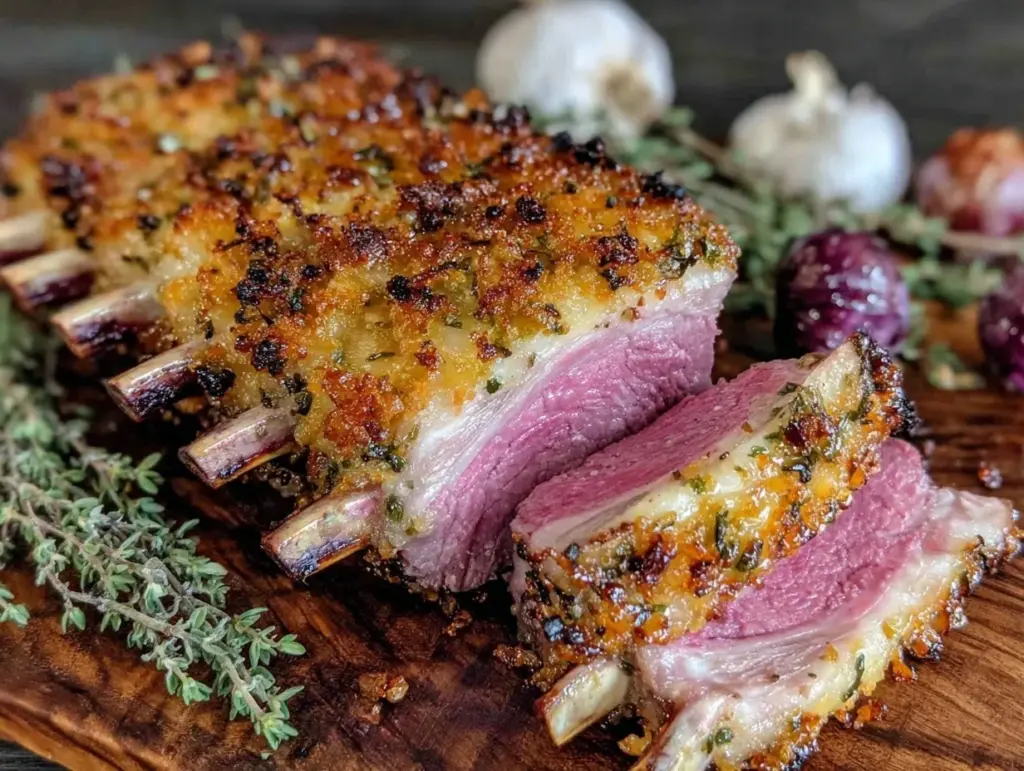 honey dijon roasted lamb rack - featured image