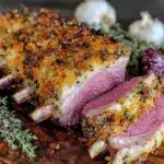 honey dijon roasted lamb rack - featured image