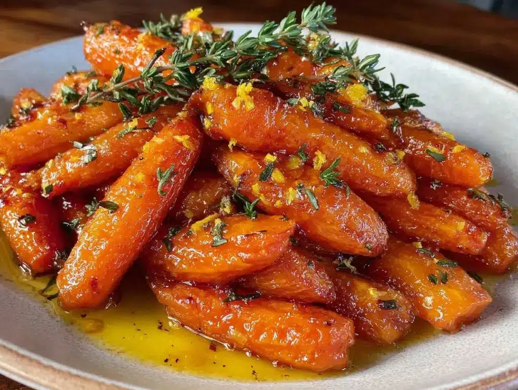 honey lemon glazed roasted baby carrots - featured image