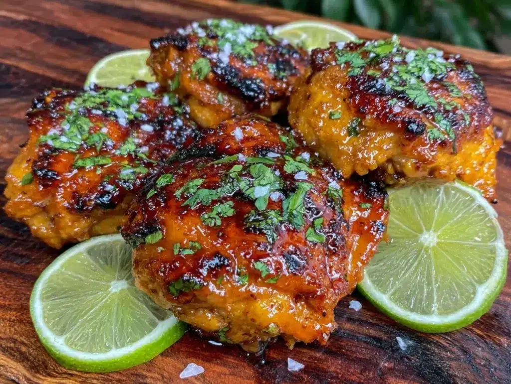 honey lime cilantro grilled chicken thighs - featured image