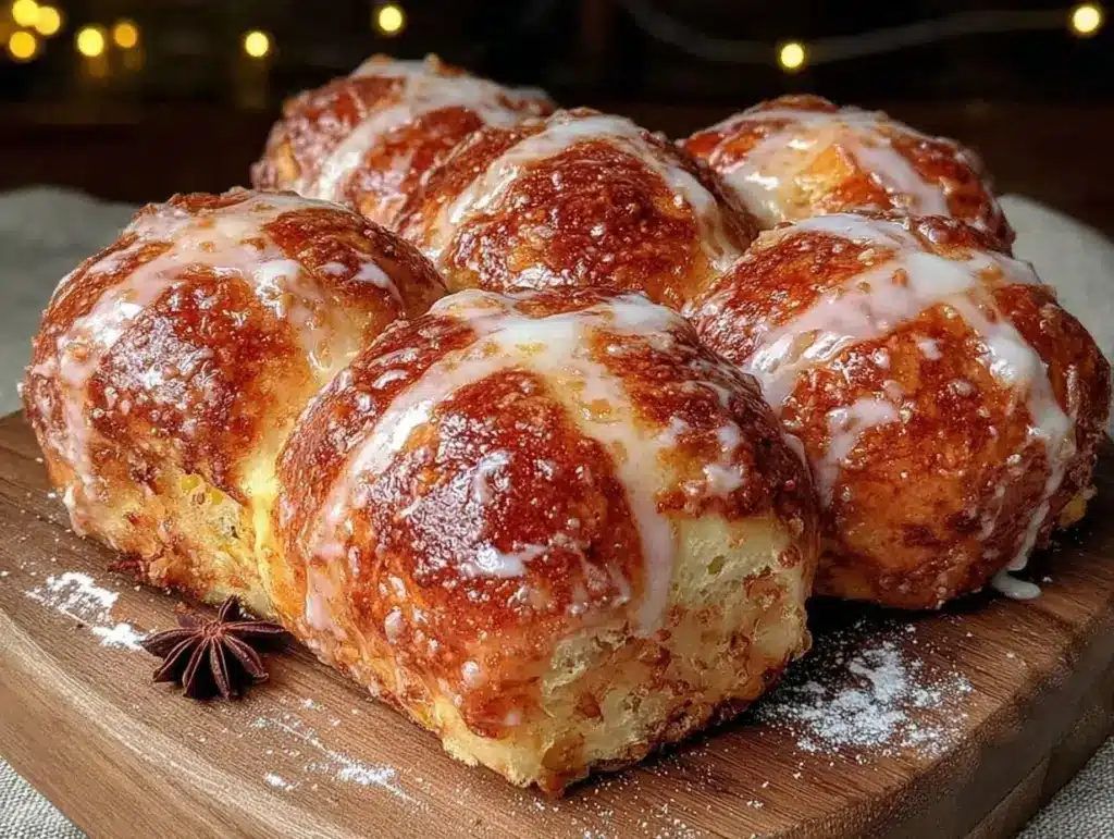 hot cross buns with vanilla glaze - featured image