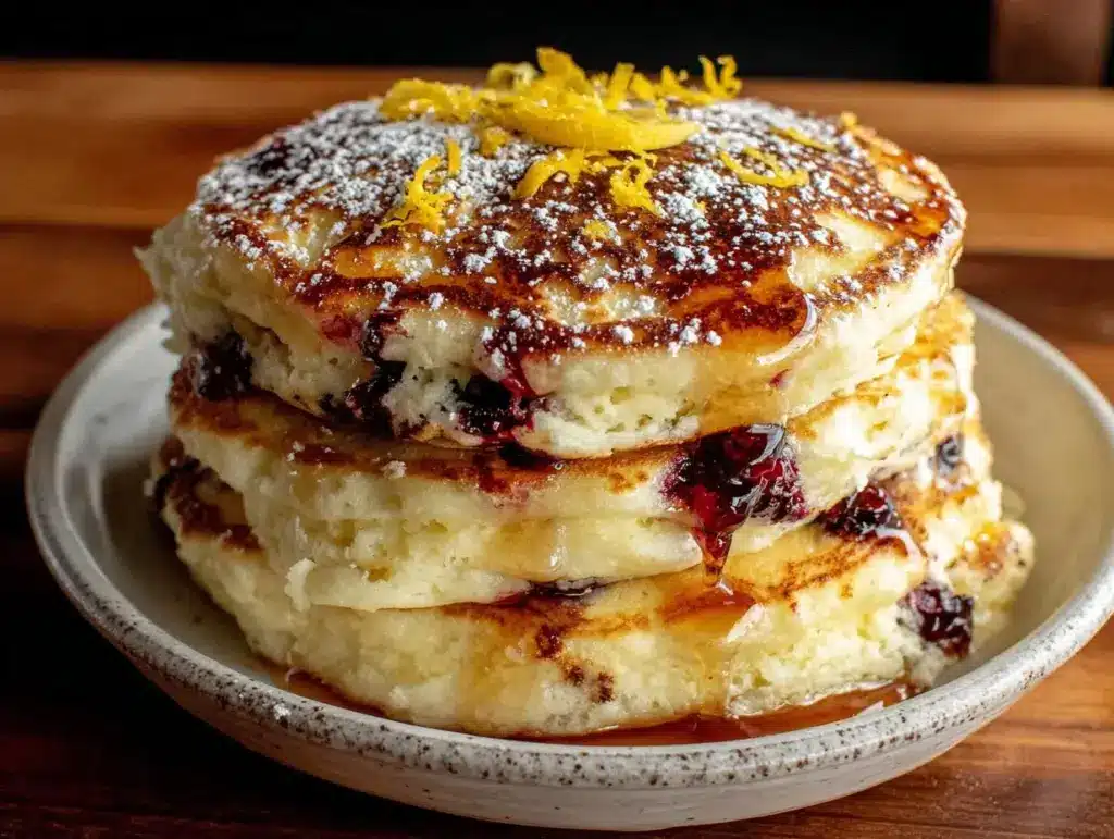 lemon blueberry ricotta pancakes - featured image
