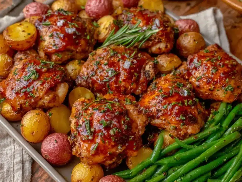 lemon herb chicken sheet pan dinner - featured image