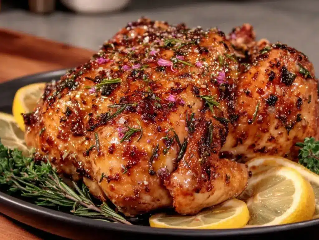 lemon herb roasted whole chicken - featured image