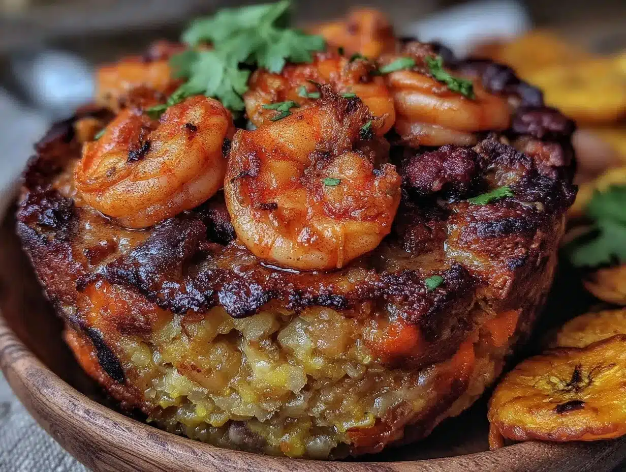 mofongo with sautéed shrimp preparation steps