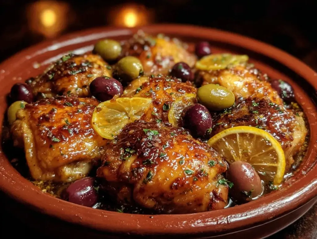 moroccan chicken tagine with olives - featured image