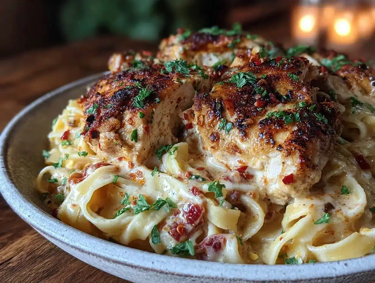 one-pot Cajun chicken Alfredo pasta preparation steps