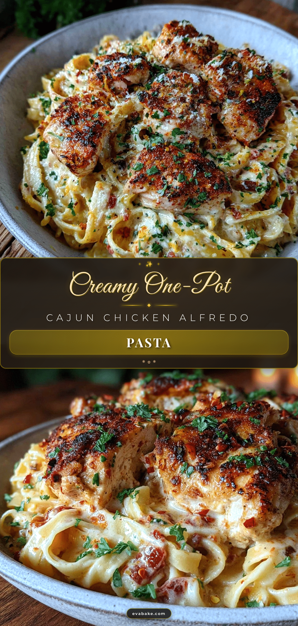one-pot Cajun chicken Alfredo pasta recipe