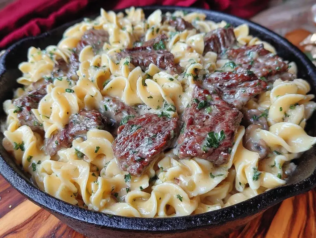 one-skillet beef stroganoff - featured image