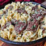 one-skillet beef stroganoff - featured image