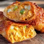 oven-baked buffalo chicken egg rolls - featured image