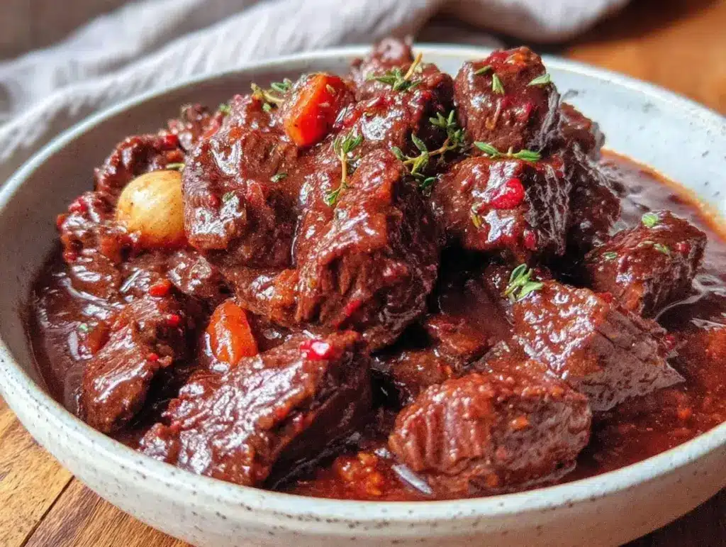 pressure cooker beef bourguignon - featured image