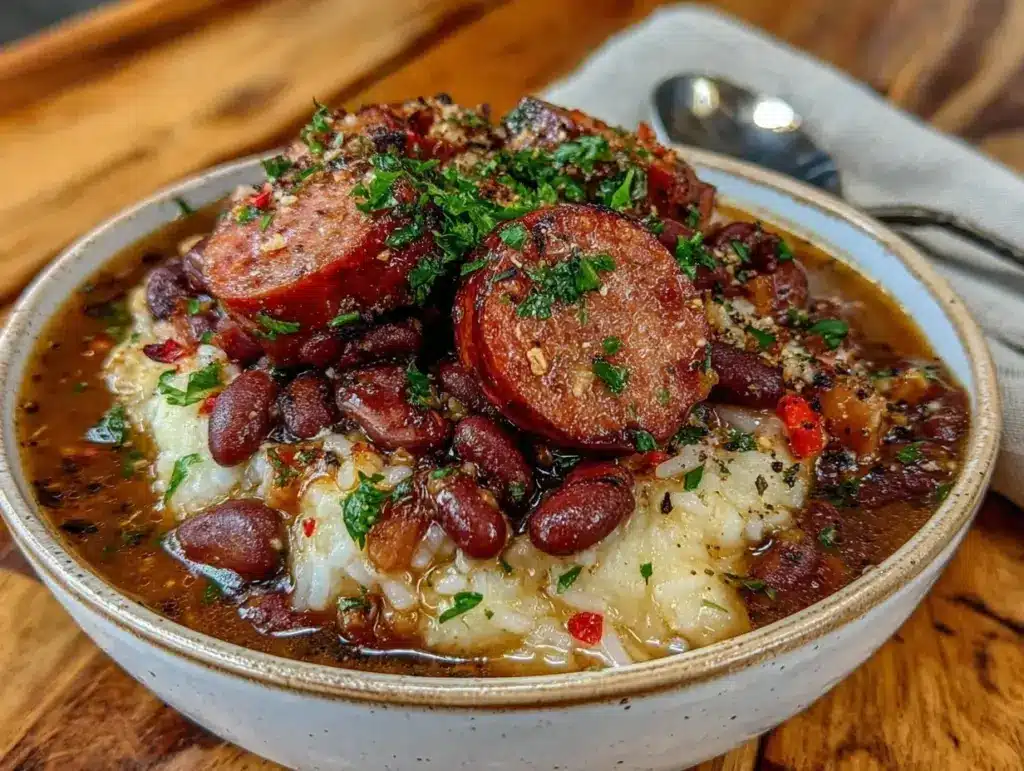 red beans and rice with smoky sausage - featured image
