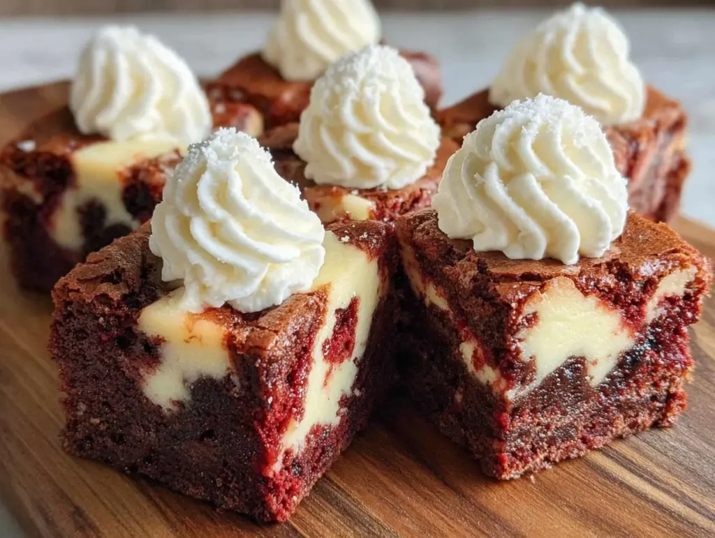 red velvet cheesecake swirl brownies - featured image