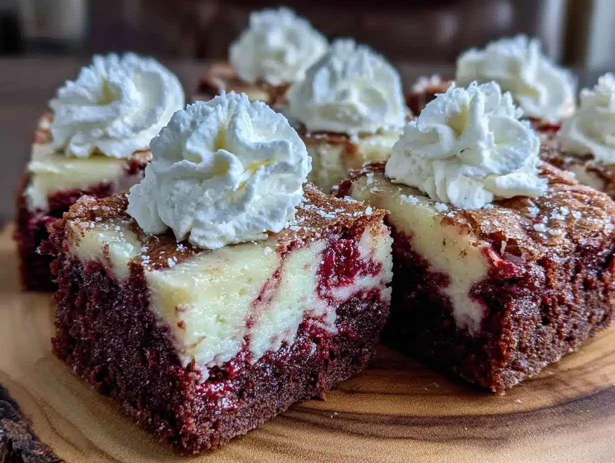 red velvet cheesecake swirl brownies preparation steps