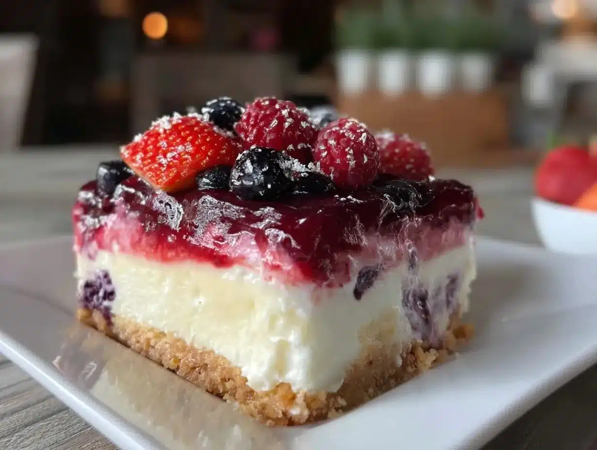 red white and blue berry flag cake preparation steps