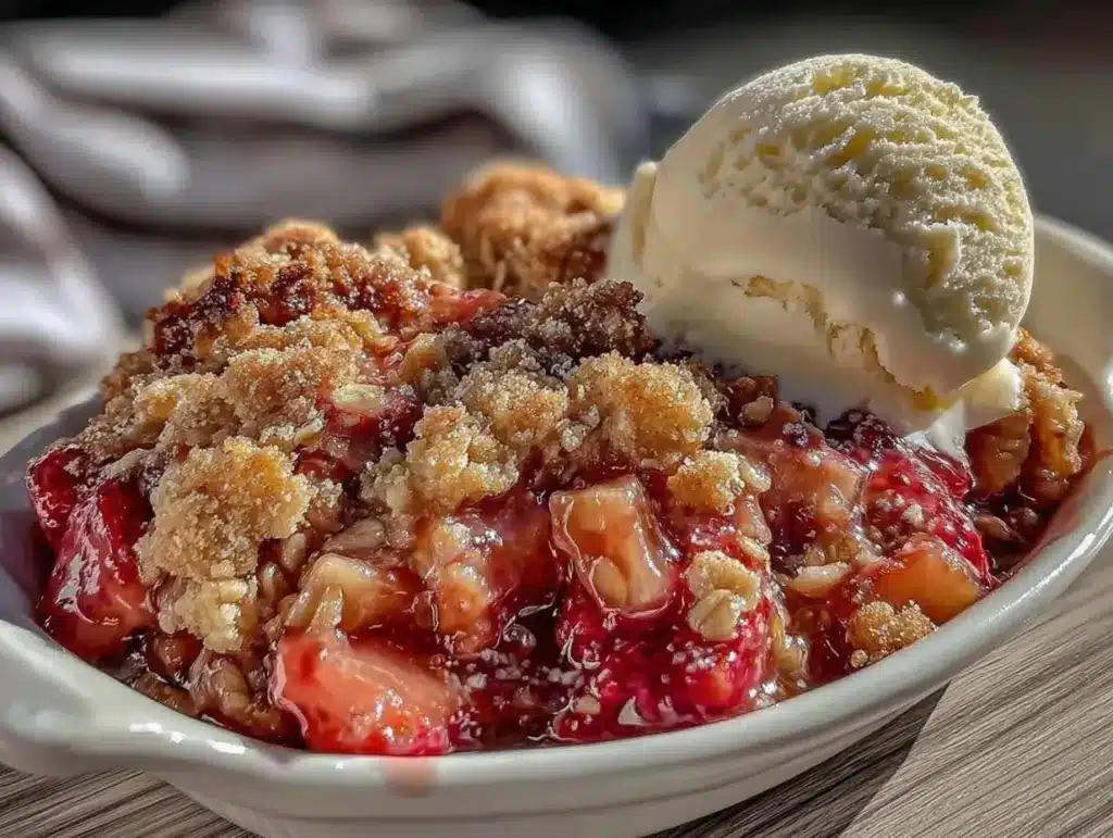 rhubarb strawberry crisp - featured image