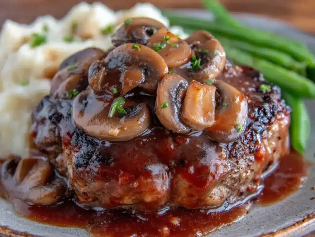 savory salisbury steak mushroom gravy - featured image