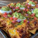 sheet pan bbq chicken nachos - featured image